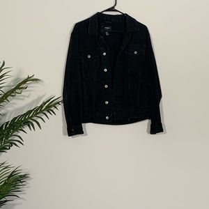 Black denim trucker jacket
